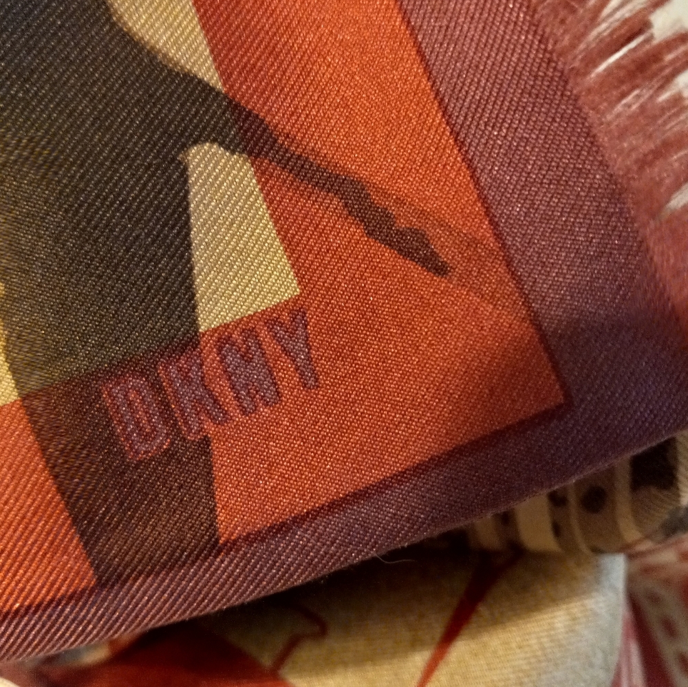 Designer DONNA KAREN DKNY / Wearable Art / Silk Scarf - Picture 2 of 5